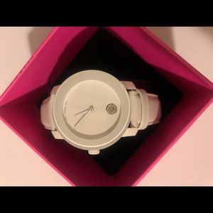 Authentic White bold Movado watch with diamonds